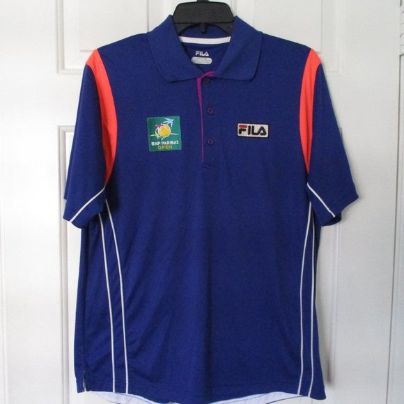FILA Youth S/S BNP Paribas Open Royal Blue Orange Tennis Polo Shirt NWOT - XS - Picture 1 of 4